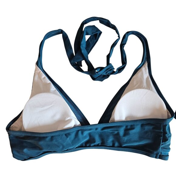 Womens Teal High-Waisted Bikini Set With Mesh Detail & Halter Neck Tie Size L - Picture 5 of 9